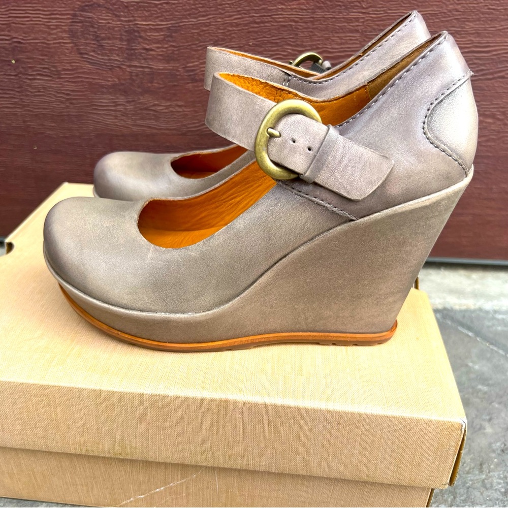 Kork-Ease Gray Platform Wedges